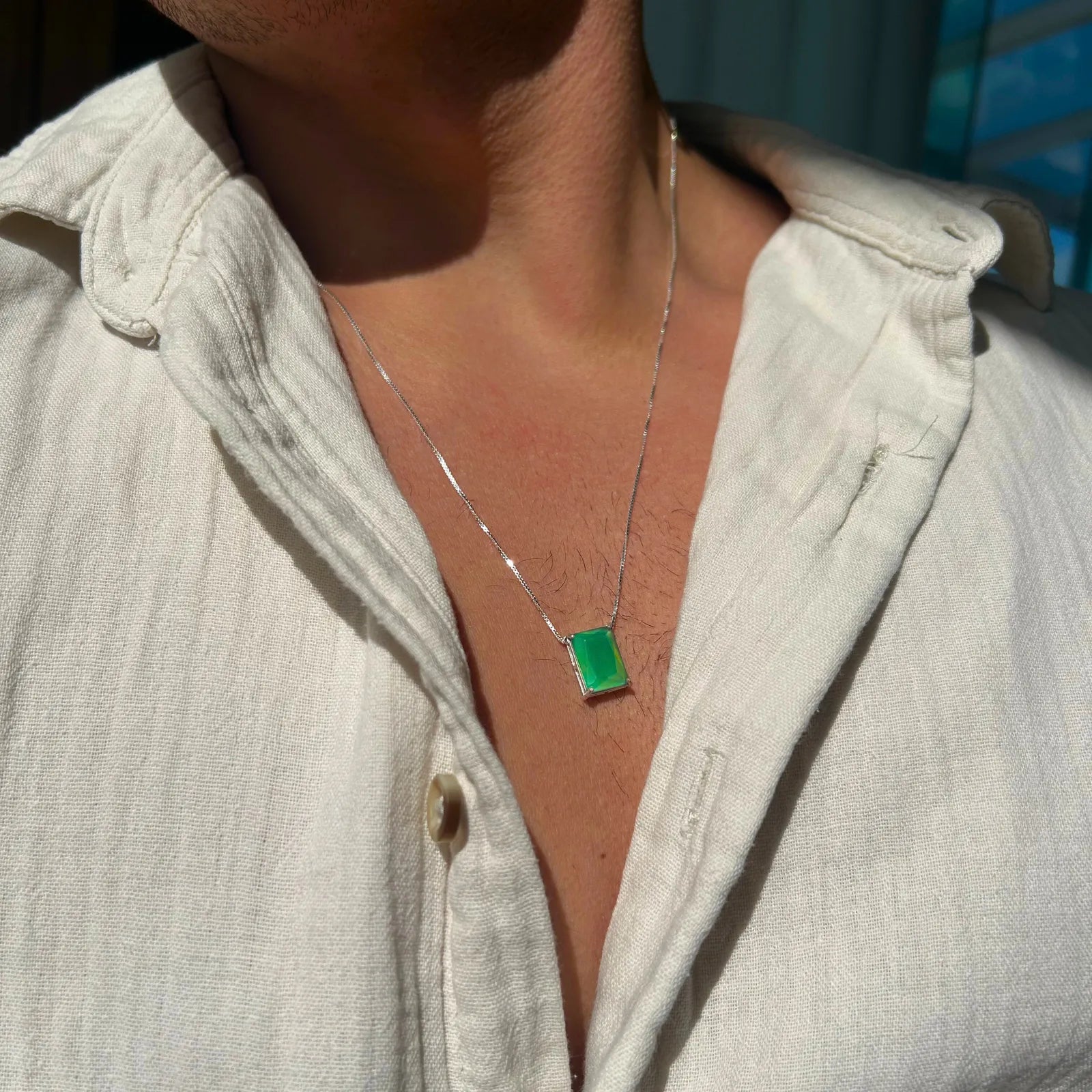 Colar Verde Armonia com Ágata Verde - Elegante e Delicado, Usado no Pescoço - Prata 925