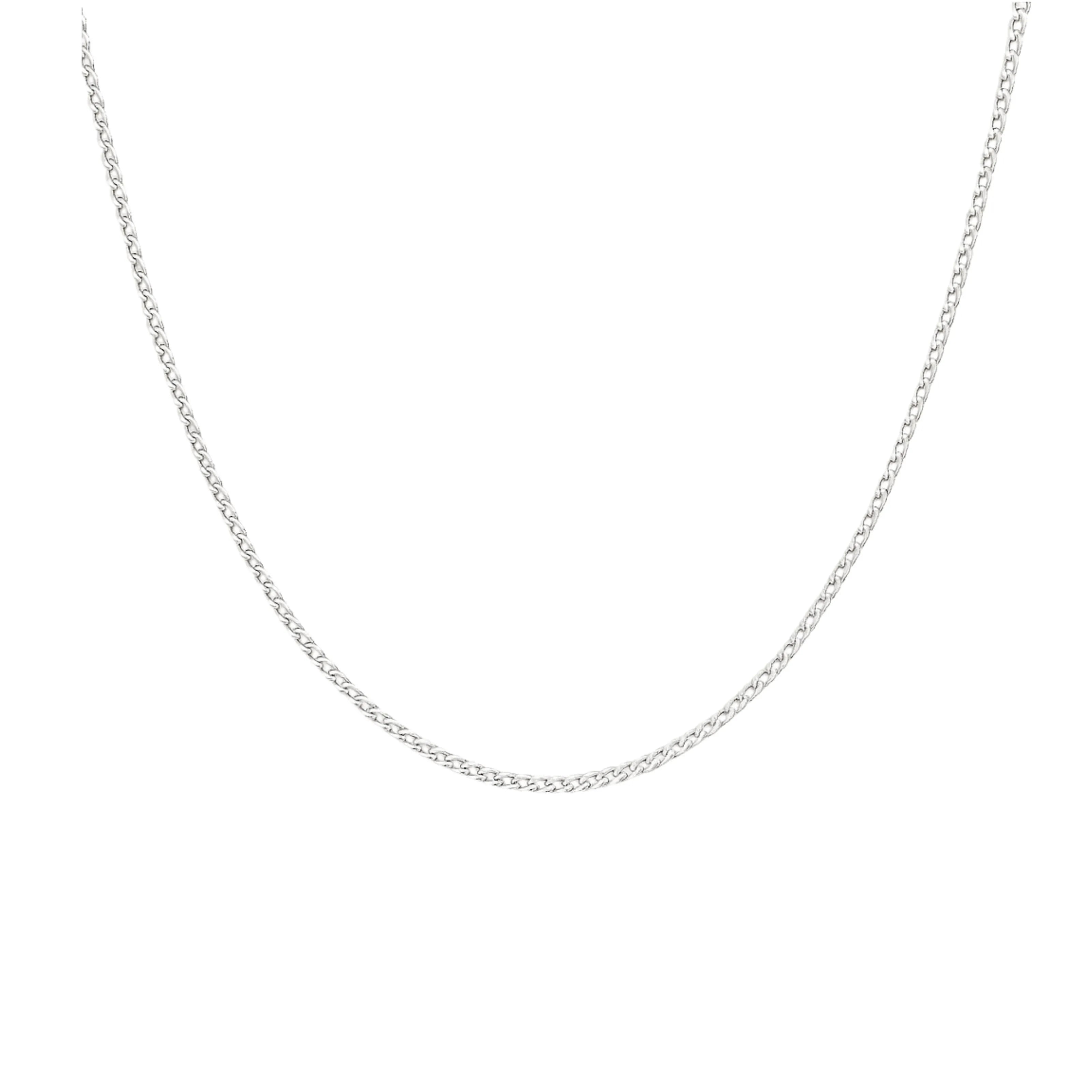 Corrente de prata grume 2mm com elos bem alinhados e acabamento refinado, perfeita para uso diário.