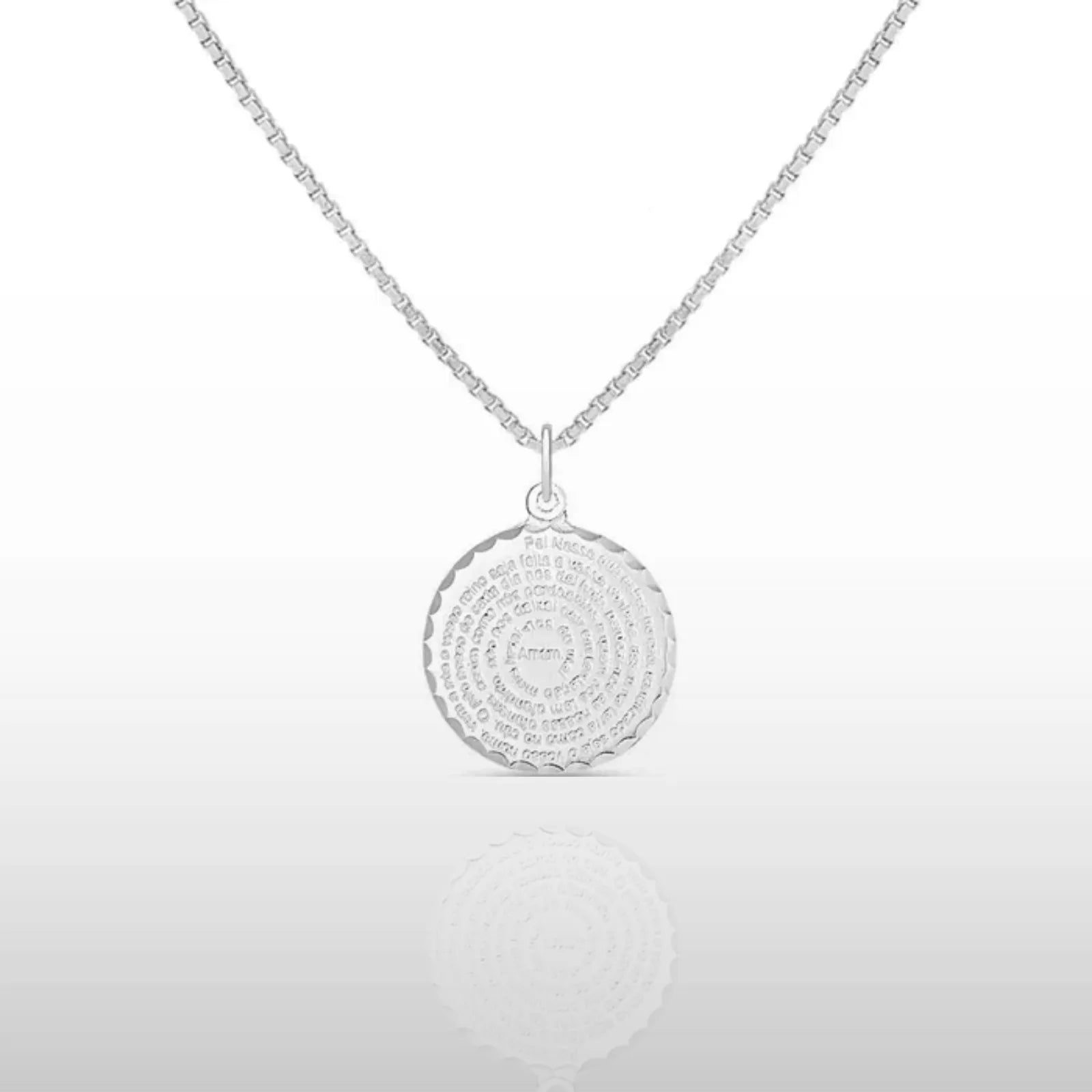 Colar Benedizione em prata 925 maciça com pingente da oração Pai Nosso, corrente veneziana de alta qualidade, design elegante e durável